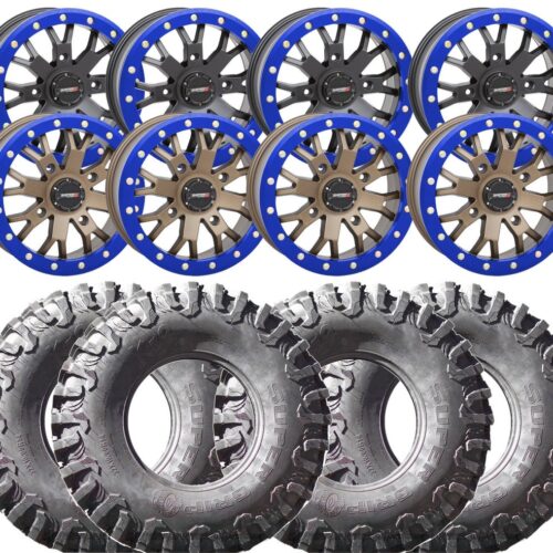 SUPERGRIP Canine K9 Tires and System 3 SB-4 15inch Wheel and Tire Kit w/ custom Blue Rings