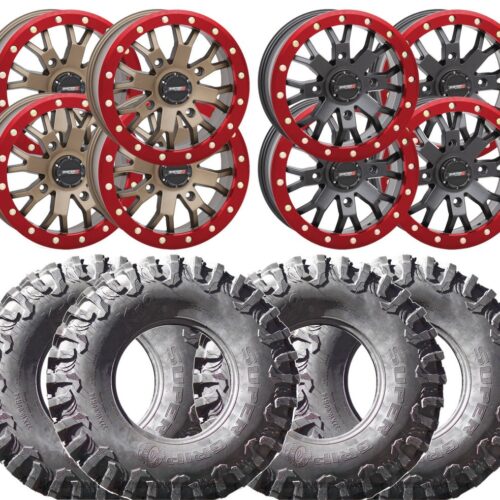 SUPERGRIP Canine K9 Tires and System 3 SB-4 15inch Wheel and Tire Kit w/ custom Red Rings
