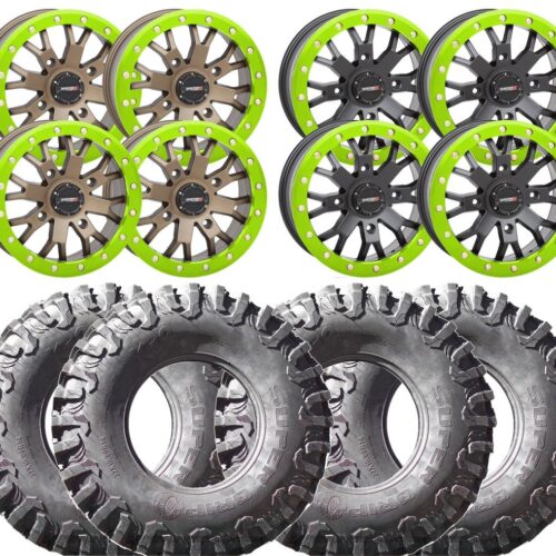 SUPERGRIP Canine K9 Tires and System 3 SB-4 15inch Wheel and Tire Kit w/ custom Lime Squeeze Rings
