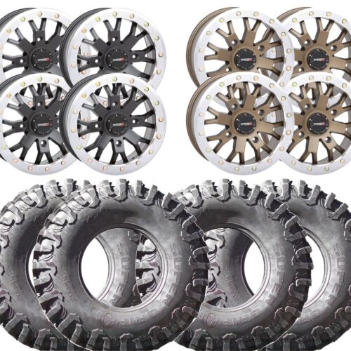 SUPERGRIP Canine K9 Tires and System 3 SB-4 15inch Wheel and Tire Kit w/ custom White Rings